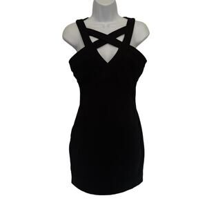 Crystal Doll Bandage Bodycon Dress Sz 3 Y2K Clubwear Sparkly Mini Cutout NWT LBD